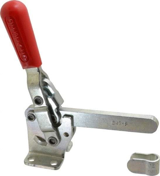 De-Sta-Co - 1,000 Lb Holding Capacity, Vertical Handle, Manual Hold Down Toggle Clamp - 67° Handle Movement, 120° Bar Opening, Solid Bar, Flanged Base, Electro-Plated Zinc, Carbon Steel - All Tool & Supply