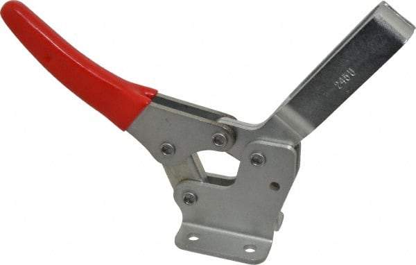 De-Sta-Co - 1,000 Lb Holding Capacity, Horizontal Handle, Manual Hold Down Toggle Clamp - 74° Handle Movement, 105° Bar Opening, U-Bar, Flanged Base, Electro-Plated Zinc, Carbon Steel - All Tool & Supply