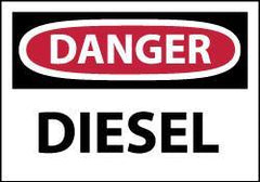 NMC - Hazardous Materials Label, Header: DANGER - Legend: Danger - Diesel, English, Red, Black & White, 5" Long x 3" High, Sign Muscle Finish - All Tool & Supply