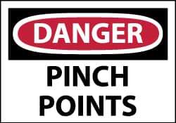 NMC - Accident Prevention Label, Header: DANGER - Legend: Danger - Pinch Points, English, Red, Black & White, 5" Long x 3" High, Sign Muscle Finish - All Tool & Supply