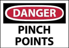 NMC - Accident Prevention Label, Header: DANGER - Legend: Danger - Pinch Points, English, Red, Black & White, 5" Long x 3" High, Sign Muscle Finish - All Tool & Supply