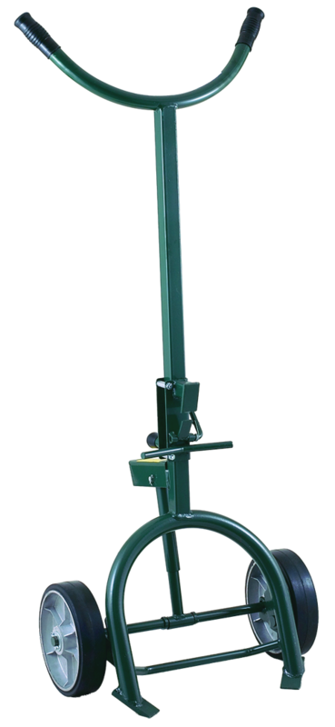 Drum Truck - Adjustable Sliding Chime Hook for steel or fiber drums - Spring loaded - 10" M.O.R wheels 60" H x 25" W - All Tool & Supply