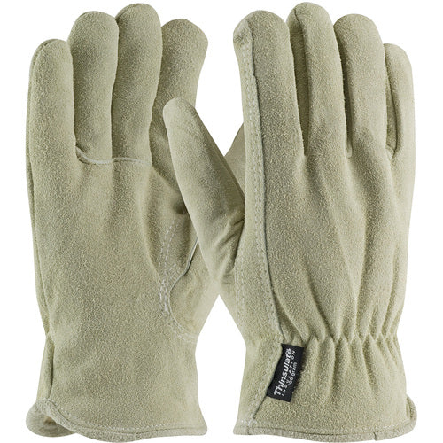 ‎77-289TL/S Insulated Drivers Gloves - Split Cowhide Drivers - Premium - Thinsulate Lining - Beige - Key Thumb - Exact Industrial Supply