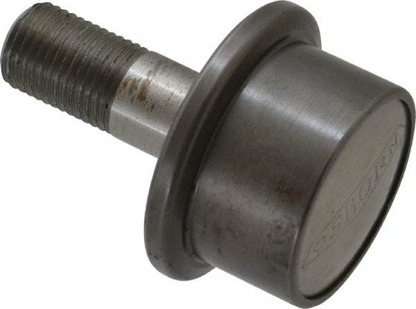 Osborn International - 1-1/4" Roller Diam x 27/32" Width, 1/2" Stud Diam x 1-1/4" Length, Flanged Concentric Stud Load Runner - Steel, 5/8" Thread Length, 1/2-20 Thread, 2-3/32" OAL, 600 Lb Dynamic Cap - All Tool & Supply