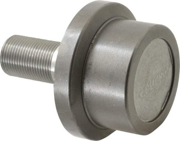 Osborn International - 2-1/2" Roller Diam x 1-11/16" Width, 1" Stud Diam x 2-1/4" Length, Flanged Concentric Stud Load Runner - Steel, 1-1/2" Thread Length, 1-14 Thread, 3-15/16" OAL, 2,270 Lb Dynamic Cap - All Tool & Supply