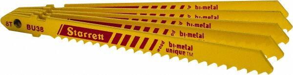 Starrett - 4" Long, 8 Teeth per Inch, Bi-Metal Jig Saw Blade - Toothed Edge, 5/16" Wide x 0.05" Thick, U-Shank, Alternate Tooth Set - All Tool & Supply