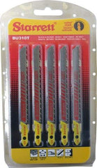 Starrett - 4" Long, 10 Teeth per Inch, Bi-Metal Jig Saw Blade - Toothed Edge, 5/16" Wide x 0.05" Thick, U-Shank, Ground Taper Tooth Set - All Tool & Supply