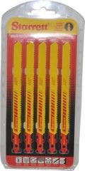 Starrett - 5" Long, 10 to 14 Teeth per Inch, Bi-Metal Jig Saw Blade - Toothed Edge, 3/8" Wide x 0.04" Thick, U-Shank, Wavy Tooth Set - All Tool & Supply