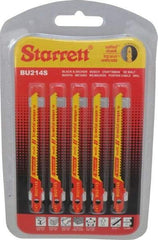Starrett - 3" Long, 14 Teeth per Inch, Bi-Metal Jig Saw Blade - Toothed Edge, 3/16" Wide x 0.04" Thick, U-Shank, Wavy Tooth Set - All Tool & Supply