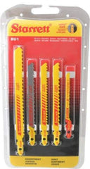 Starrett - 5 Piece, 3" to 5" Long, 6 to 14 Teeth per Inch, Bi-Metal Jig Saw Blade Set - Toothed Edge, 3/16" to 3/8" Wide, 0.04" to 0.05" Thick, U-Shank - All Tool & Supply