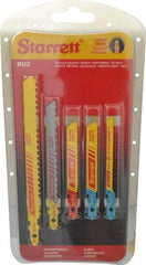 Starrett - 5 Piece, 3" to 5" Long, 6 to 32 Teeth per Inch, Bi-Metal Jig Saw Blade Set - Toothed Edge, 3/16" to 3/8" Wide, 0.04" to 0.05" Thick, U-Shank - All Tool & Supply