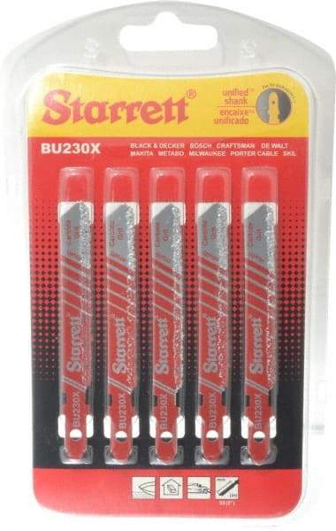 Starrett - 3" Long, Bi-Metal Jig Saw Blade - Continuous Edge, 5/16" Wide x 0.04" Thick, U-Shank - All Tool & Supply