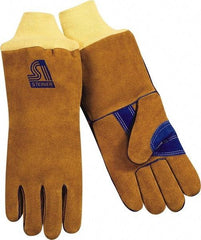 Steiner - Size L Cotton/Foam Lined Cowhide Welding Glove - 13-1/2" OAL, Knit Wrist Cuff, Wing Thumb, For General Welding - All Tool & Supply