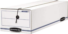 BANKERS BOX - 1 Compartment, 9-3/4" Wide x 6-1/4" High x 23-3/4" Deep, Storage Box - Corrugated Cardboard, White/Blue - All Tool & Supply