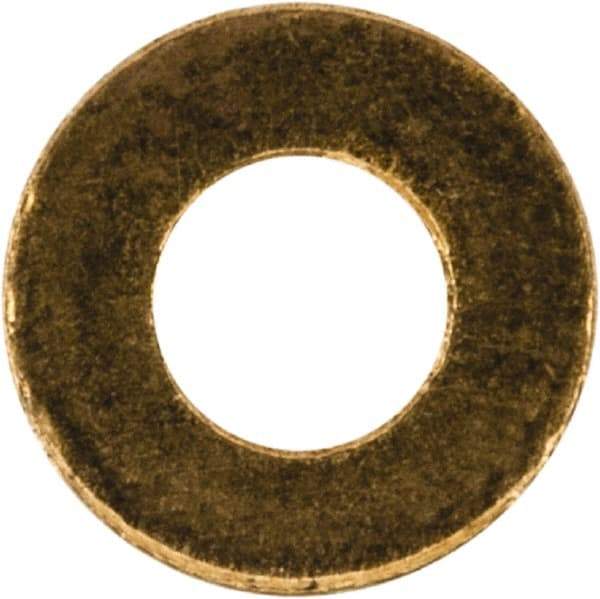 Value Collection - #2 Screw, Brass Standard Flat Washer - 0.099" ID x 0.187" OD, 0.02" Thick, Plain Finish - All Tool & Supply