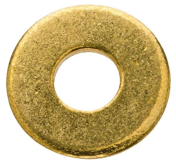 Value Collection - #10 Screw, Brass Standard Flat Washer - 0.2" ID x 1/2" OD, 0.04" Thick, Plain Finish - All Tool & Supply