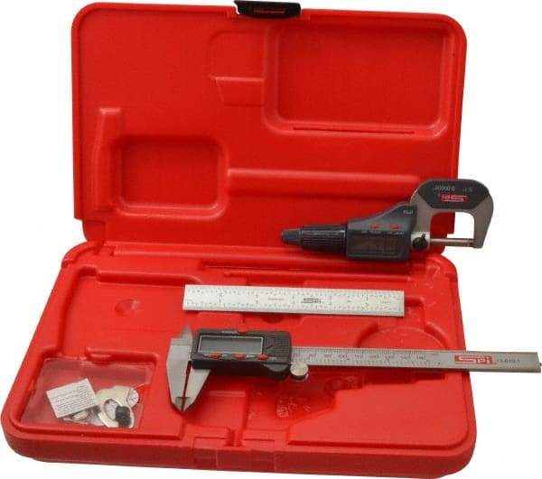 SPI - 3 Piece, Machinist Caliper and Micrometer Tool Kit - 0.0001 Inch Graduation - All Tool & Supply