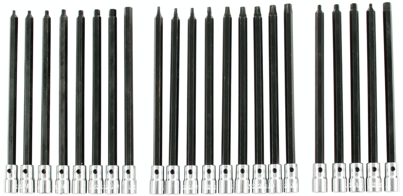 22 Piece - 3/32" - 1/4"; Hex Metric 2.5 - 6.0mm & Torx® T8 - T40 1/4" Drive - 6: OAL - Hex Inch Bit Socket Set - All Tool & Supply