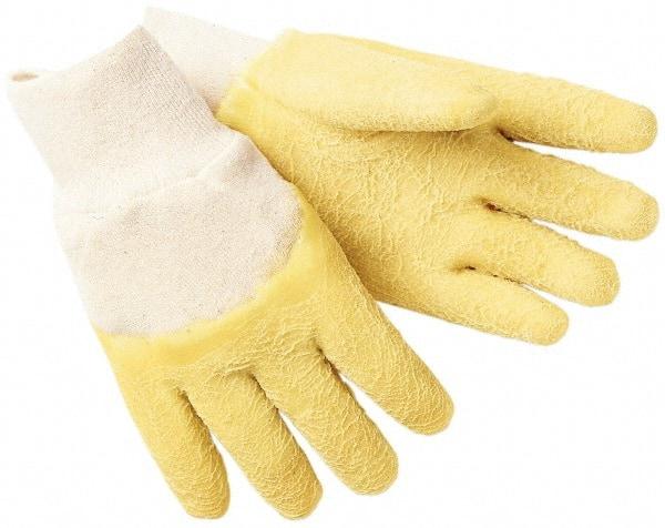 MCR Safety - Size L (9) Latex Coated Jersey General Protection Work Gloves - For General Purpose, Palm & Fingers Coated, Knit Wrist Cuff, Full Fingered, Yellow, Paired - All Tool & Supply