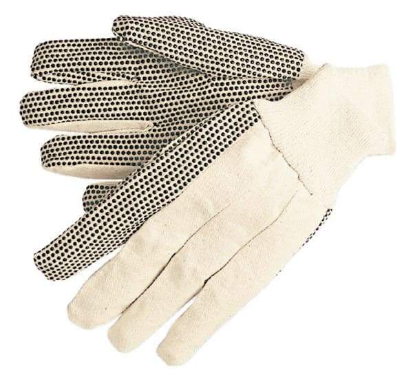 MCR Safety - Size L (9) Cotton Canvas General Protection Work Gloves - For General Purpose, Palm & Fingers Coated, Knit Wrist Cuff, Full Fingered, Black/White, Paired - All Tool & Supply