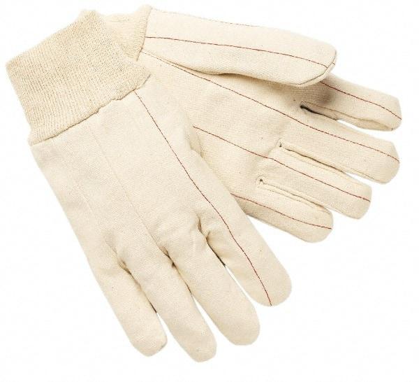 MCR Safety - Size L (9) Cotton Canvas General Protection Work Gloves - For General Purpose, Uncoated, Knit Wrist Cuff, Full Fingered, White/Red, Paired - All Tool & Supply