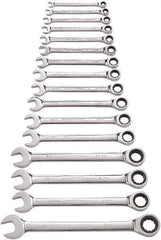 GearWrench - 16 Piece, 8mm to 24mm, 12 Point Combination Wrench Set - Metric Measurement Standard, Full Polish Chrome Finish - All Tool & Supply