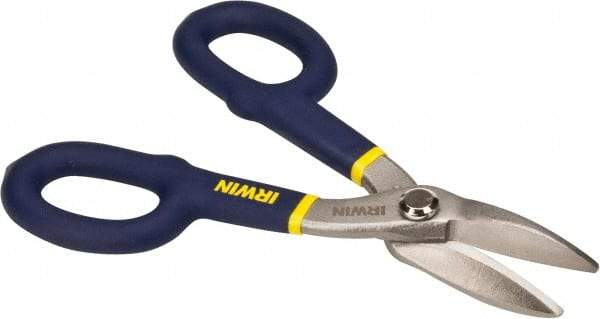 Irwin - 1-1/2" Length of Cut, Straight Pattern Tinner's Snip - 7" OAL, Vinyl Handle, 26 AWG Steel Capacity - All Tool & Supply