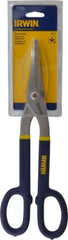 Irwin - 2-3/4" Length of Cut, Straight Pattern Tinner's Snip - 12-3/4" OAL, Vinyl Handle, 22 AWG Steel Capacity - All Tool & Supply