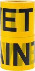 Irwin - 300' Long x 3" Wide Roll, Polyethylene, Black & Yellow Barricade Tape - Message: Wet Paint - All Tool & Supply