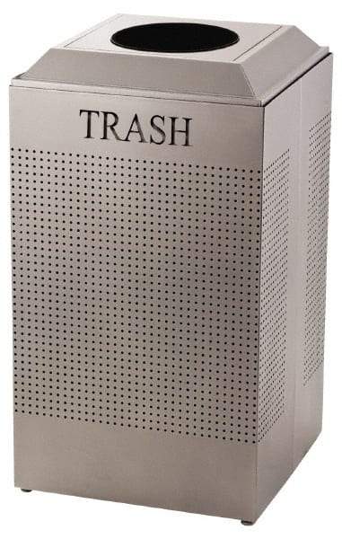 Rubbermaid - 29 Gal Silver Square Recycling Container - Steel, 32-3/8" High x 18-1/2" Long x 18-1/2" Wide - All Tool & Supply