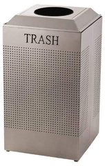 Rubbermaid - 29 Gal Silver Square Recycling Container - Steel, 32-3/8" High x 18-1/2" Long x 18-1/2" Wide - All Tool & Supply