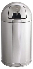 Rubbermaid - 12 Gal Round Trash Can - 30 Inch High, 15 Inch Diameter, Chrome, Steel, Dome Top Style, Includes Lid - All Tool & Supply