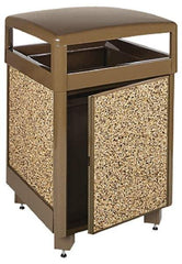 Rubbermaid - 38 Gal Brown Square Trash Can - Steel & Stone Panel, 40" High x 26" Long x 26" Wide - All Tool & Supply