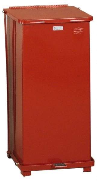 Rubbermaid - 24 Gal Square Unlabeled Trash Can - 30" High x 15" Long x 15" Wide, Red, Steel - All Tool & Supply