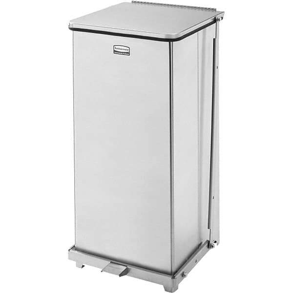 Rubbermaid - 24 Gal Square Unlabeled Trash Can - 30" High x 15" Long x 15" Wide, Stainless Steel - All Tool & Supply