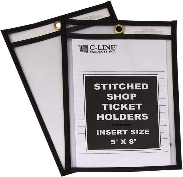 C-LINE - 25 Piece Clear Stitched Shop Ticket Holder - 8" High x 5" Wide - All Tool & Supply