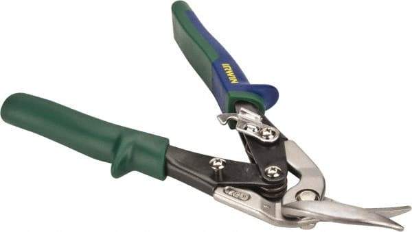 Irwin - 1-3/16" Length of Cut, Right Pattern Offset Aviation Snip - 9-1/2" OAL, ProTouch Handle, 18 AWG Steel Capacity - All Tool & Supply