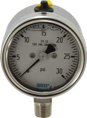 Wika - 2-1/2" Dial, 1/4 Thread, 30 Scale Range, Pressure Gauge - Lower Connection Mount, Accurate to 2-1-2% of Scale - All Tool & Supply