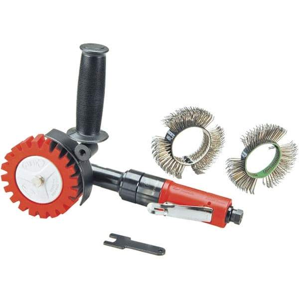 Dynabrade - 4" Wheel Diam, 3,200 RPM, Pneumatic Angle & Disc Grinder - 1/4-20 Spindle, 28 CFM, Rear Exhaust - All Tool & Supply