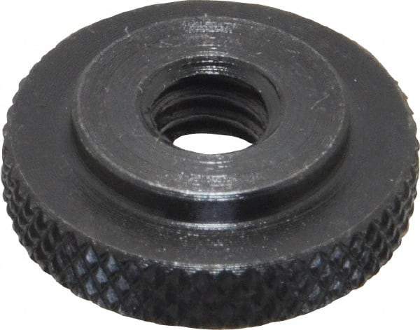 Gibraltar - 1/4-20" UNC Thread, Black Oxide Finish, Steel Round Knurled Check Nut - 7/32" Overall Height, 3/4" Head Diam, 1/2" Base Diam - All Tool & Supply