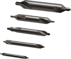 Hertel - 5 Piece, #1 to 5, Plain Edge, High Speed Steel Combo Drill & Countersink Set - 60° Incl Angle - All Tool & Supply