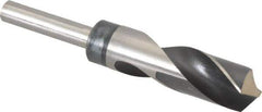 Hertel - 1" Drill, 118° Point, High Speed Steel Silver Deming & Reduced Shank Drill Bit - Oxide Finish, 6" OAL, Flats on Shank, 3" Flute Length, Right Hand Cut, Standard Point, Spiral Flute, Regular Spiral - All Tool & Supply