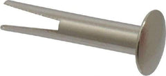 RivetKing - 0.1 to 0.17" Hole Diam, Dome Head, Nickel Plated Steel, Split Rivet - 5/16 Head Diam, 3/4" Length Under Head, 9/64 Body Diam - All Tool & Supply