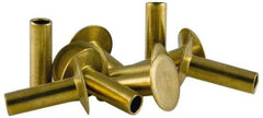 RivetKing - 0.134 to 0.141" Hole Diam, Countersunk Head, Zinc Plated Steel, Semi Tubular Rivet - 3/8 Head Diam, 1/4" Length Under Head, 150° Countersunk Head, 3/16 Body Diam - All Tool & Supply