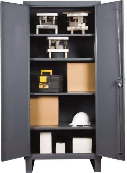 Durham - 4 Shelf Locking Storage Cabinet - Steel, 36" Wide x 24" Deep x 78" High, Gray - All Tool & Supply