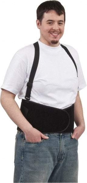 PRO-SAFE - Size S, Hook & Loop, Elastic Nylon Belt with Shoulder Straps - 26 to 36" Waist, 8" Wide, Detachable Strap, Black - All Tool & Supply