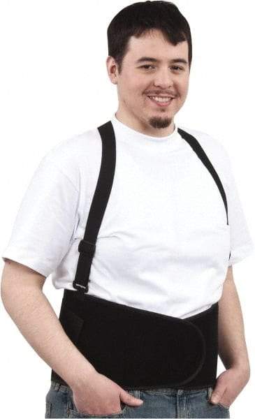 PRO-SAFE - Size L, Hook & Loop, Elastic Nylon Belt with Shoulder Straps - 38 to 47" Waist, 8" Wide, Detachable Strap, Black - All Tool & Supply