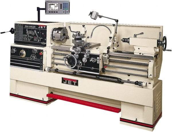 Jet - 14" Swing, 40" Between Centers, 230 Volt, Triple Phase Engine Lathe - 7MT Taper, 7-1/2 hp, 25 to 1,800 RPM, 3-1/8" Bore Diam, 40" Deep x 47" High x 97-1/2" Long - All Tool & Supply