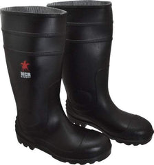 MCR Safety - Men's Size 9 Medium Width Steel Knee Boot - Black, PVC Upper, 16" High, Non-Slip, Waterproof - All Tool & Supply