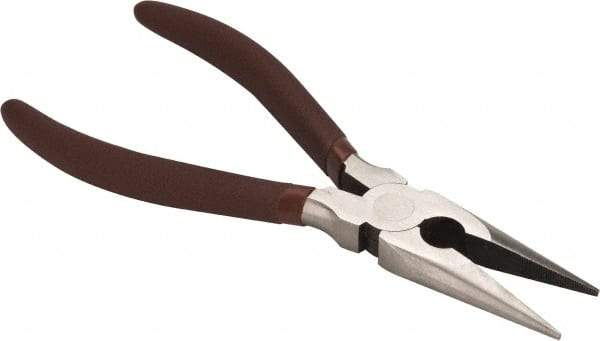 Paramount - 8" OAL, 2-23/64" Jaw Length x 7/8" Jaw Width, Long Nose Side Cutting Pliers - Serrated Jaw, Standard Head, Plastic Dipped Handles - All Tool & Supply